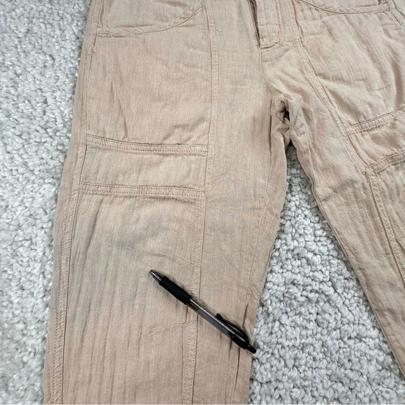 Free People Linen and Cotton Big Hit Slouch Pant in Prosecco. Button Fly. Small - Picture 5 of 15